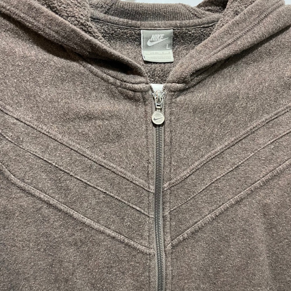 Nike Women's Gray/Brown Chevron Full Zip Hoodie Size L 12-14 Athletic Sportswear - Picture 3 of 6